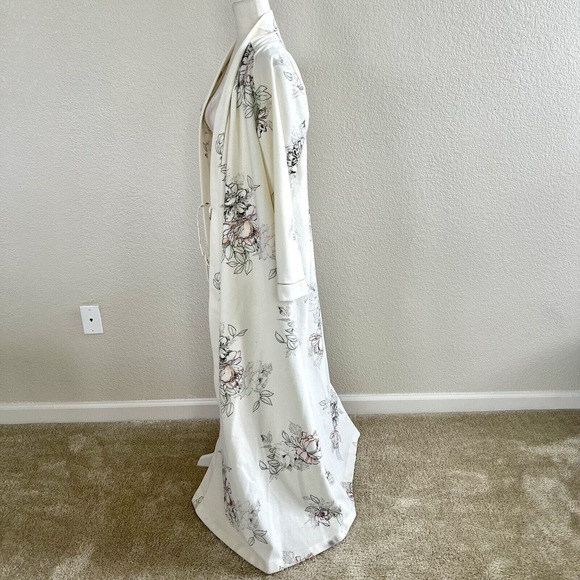 Vintage 80s Miss Elaine Large Fleece Robe Tie Front Side Pockets Country Cottage - Picture 9 of 16